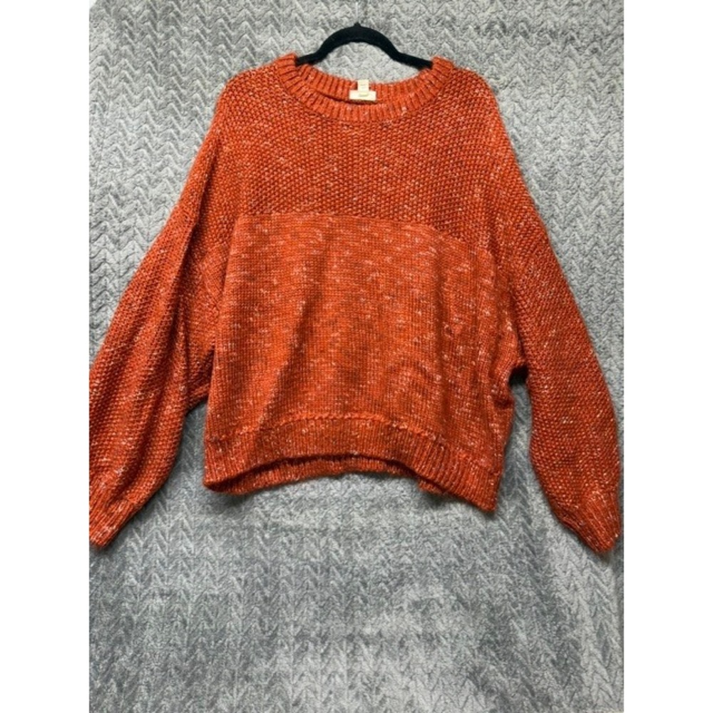 ana A New Approach Burnt Orange Marl Chunky Knit Wool Blend Sweater 2X 0690